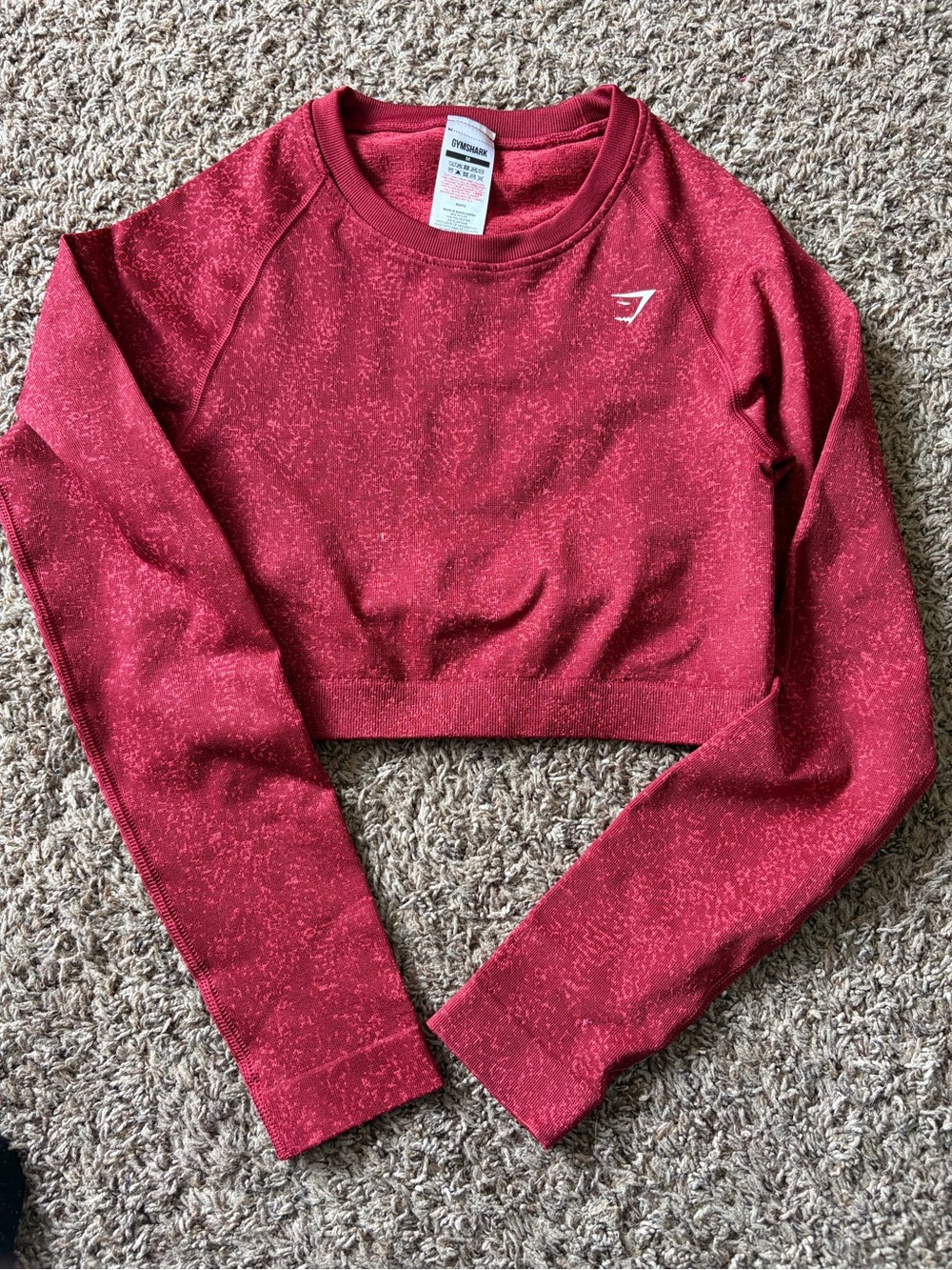 Gymshark Burgundy Flecked Cropped Workout Top